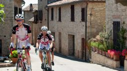 Biking in a town in Tuscany
