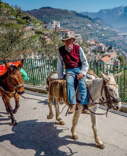 Riding donkeys in Southern Amalfi