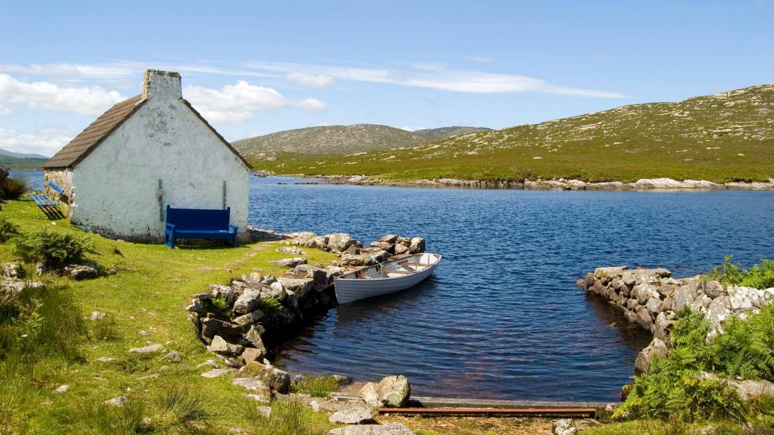 Cottage and canoe on Ireland's west coast