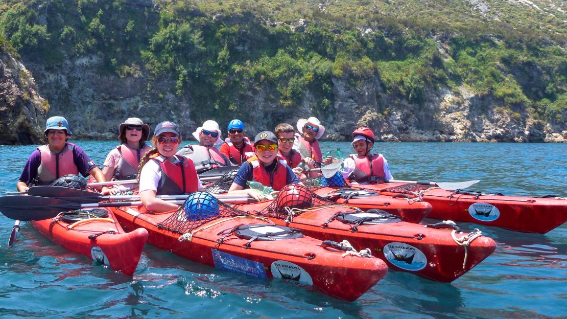 Kayaking while on the Sicily Family tour
