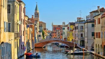 Canal and colorful buildings in Venice